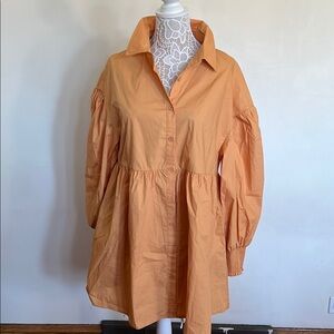 The Boutique Lab NWOT Orange Button-Up Long Sleeve Dress